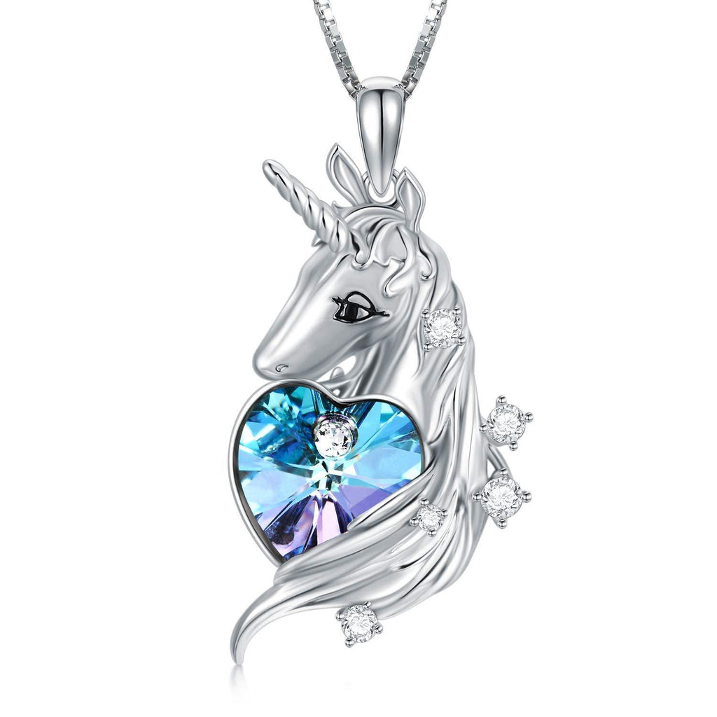 [Australia] - TOUPOP Sterling Silver Unicorn Necklaces Gifts for Girls Magic Unicorn Jewellery for Women Birthday Gifts for Daughter Teens Girls Unicorn-Heart Crystal 