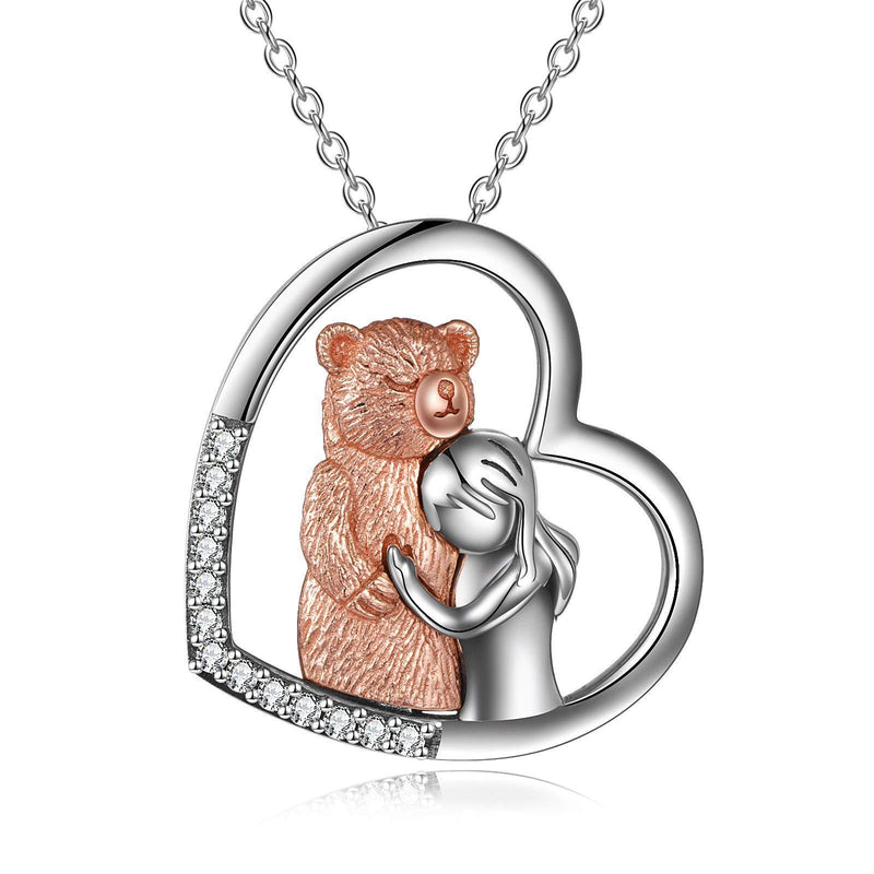 [Australia] - YFN Bear Necklace Sterling Silver Teddy Bear Pendant Jewellery Bear Gifts for Women Girls 