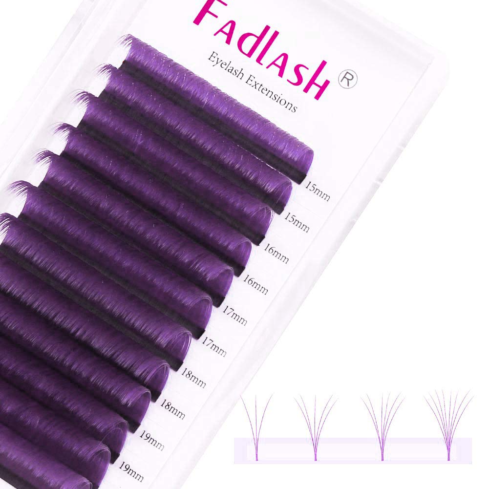 [Australia] - Volume Lashes Purple Self Fanning Lashes D Curl 0.07 15-20mm Mixed Tray Easy Fan lashes Self Fan Lashes(purple easy fan 0.07-D-mix15-20 ) Mix (15-20) Purple-0.07-D 