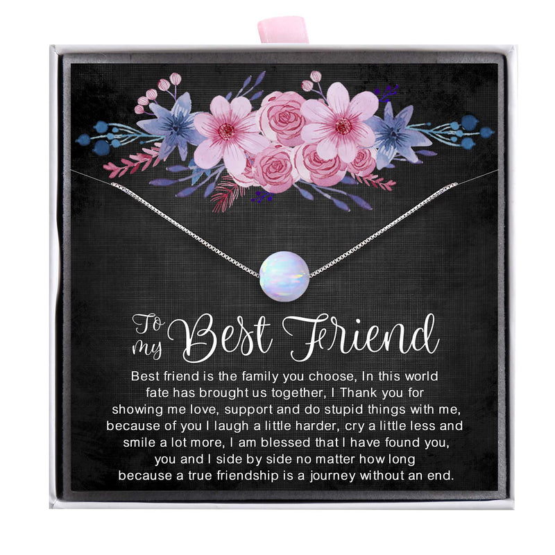 [Australia] - ALoveSoul Best Friend Necklace - 925 Sterling Silver Opal Necklace, Opal Bead Necklace, Birthday Gifts Idea 