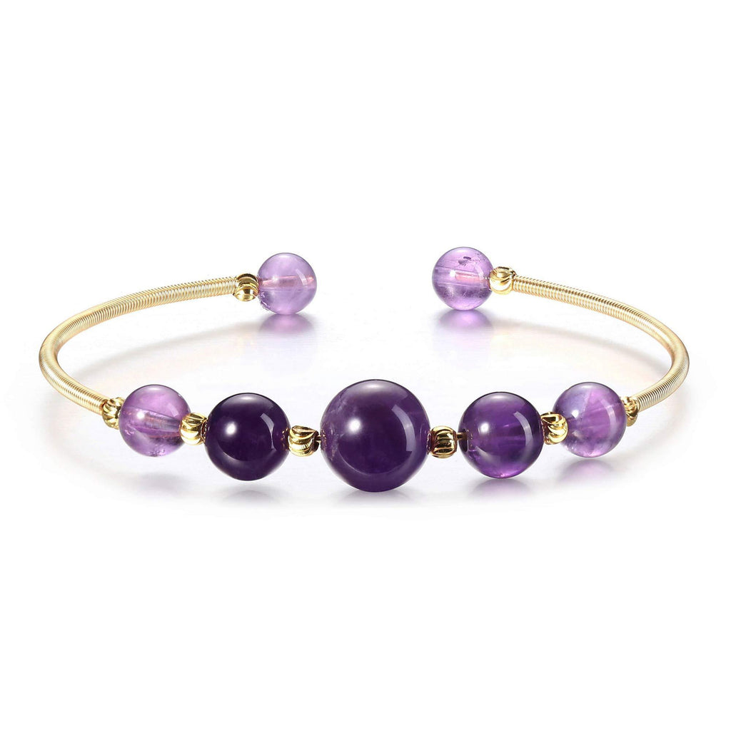 [Australia] - CrystalTears Amethyst Healing Crystal Bracelet Cuff Bangle Gold Crystal Gemstone Bead Anxiety Bracelet for Mom Girlfriend Wife Her 