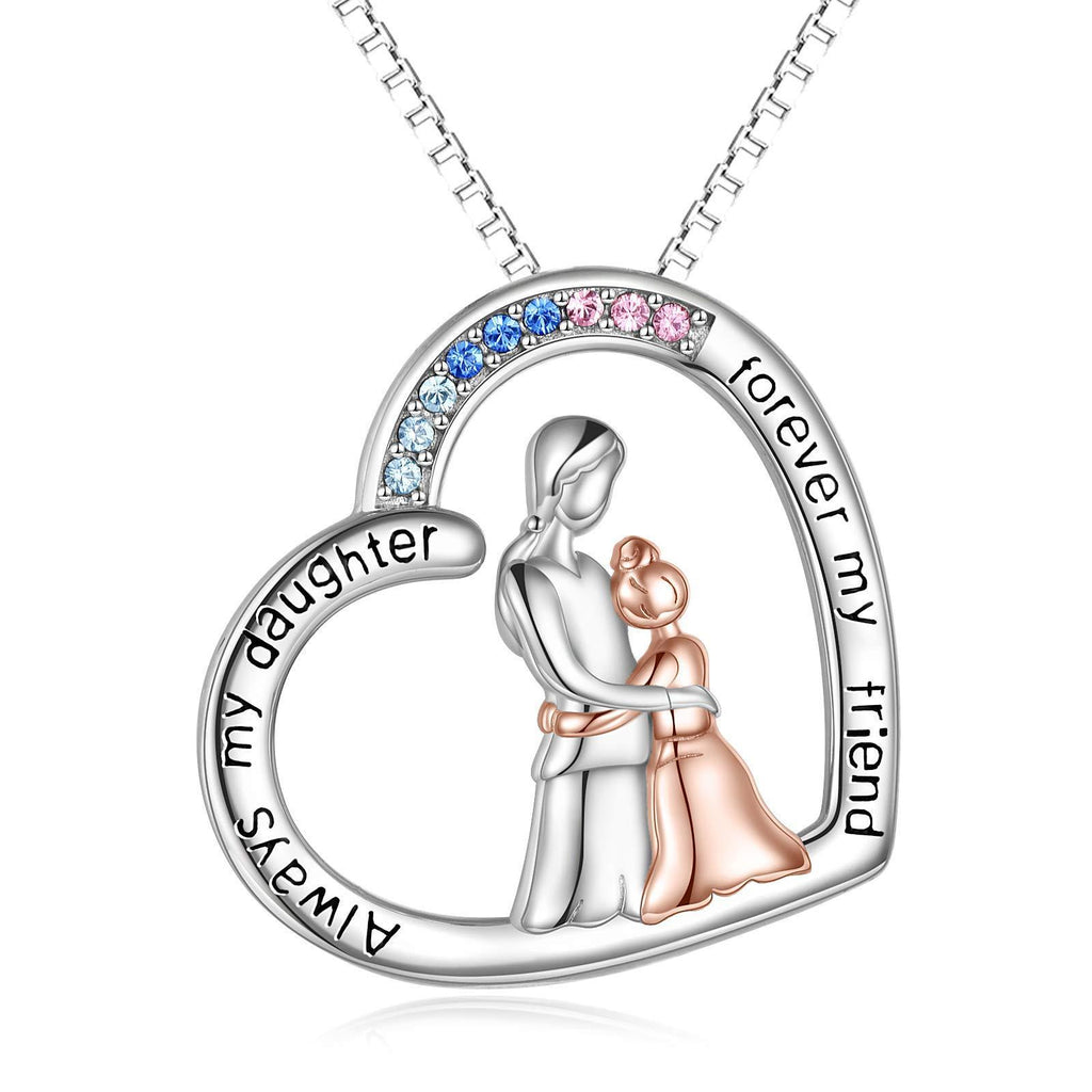 [Australia] - VONALA Mother Daughter Necklace Sterling Silver Heart Pendant Jewellery Birthday Gifts for Women 