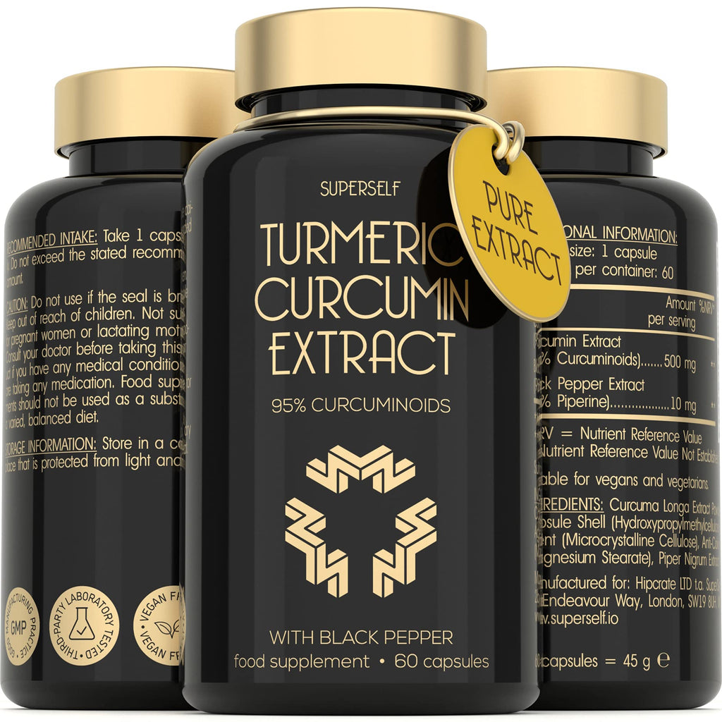 [Australia] - Turmeric Curcumin Capsules High Strength with Black Pepper - Pure Curcumin Extract with 95% Curcuminoids - 60 Tablets One a Day 500mg - Premium Turmeric Herbal Supplements - Enhanced Absorption 