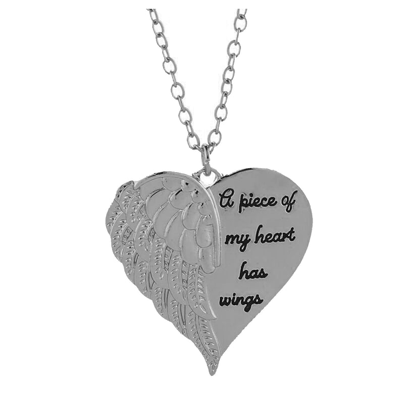 [Australia] - Yienate Love Necklace Angel Wings Love Fashion Heart Pendant Necklace Jewelry for Women and Girls (Silver) Silver 