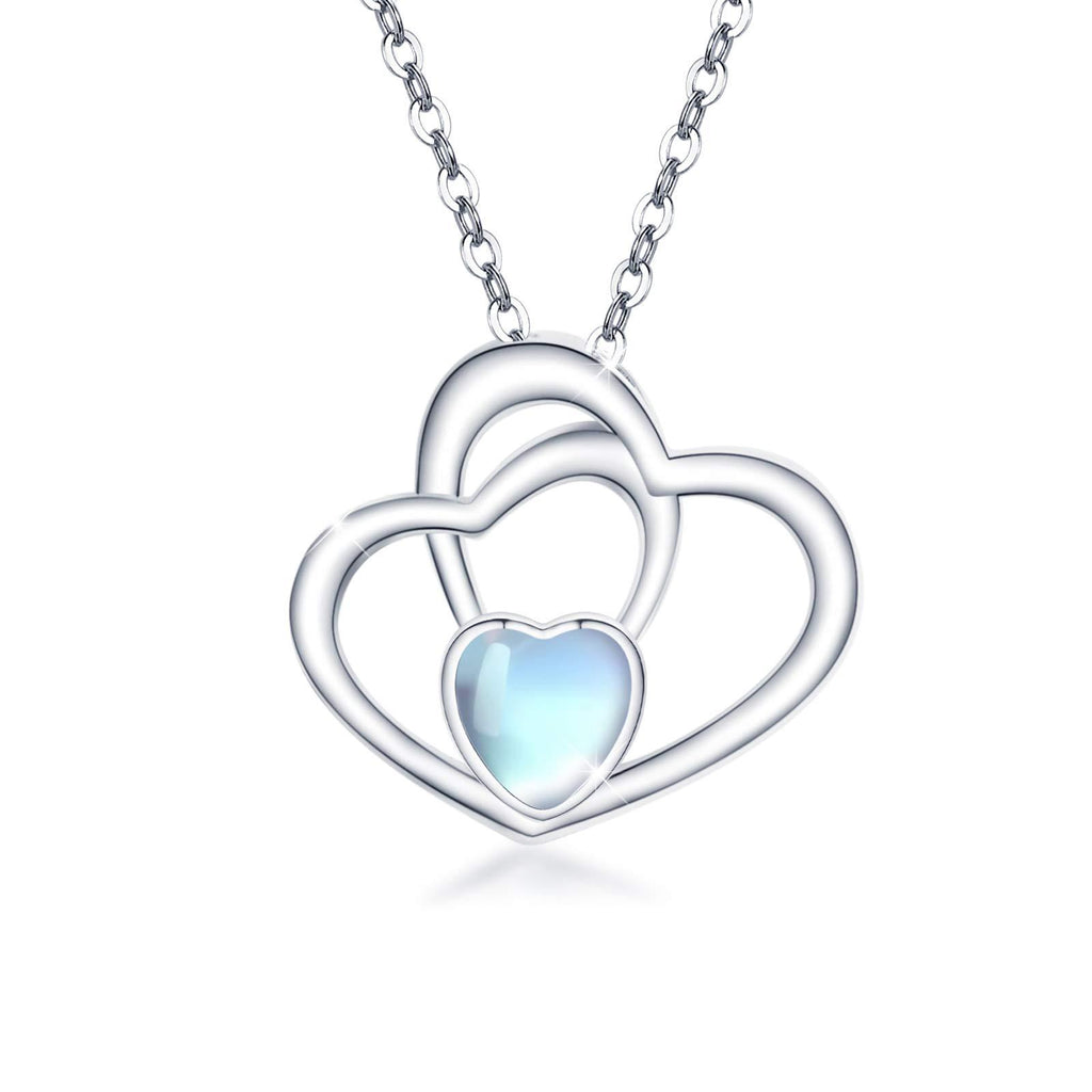 [Australia] - Three Hearts Necklace 925 Sterling Silver Family Pendant Jewelry Gift for Mother Wife Daughter Blue 