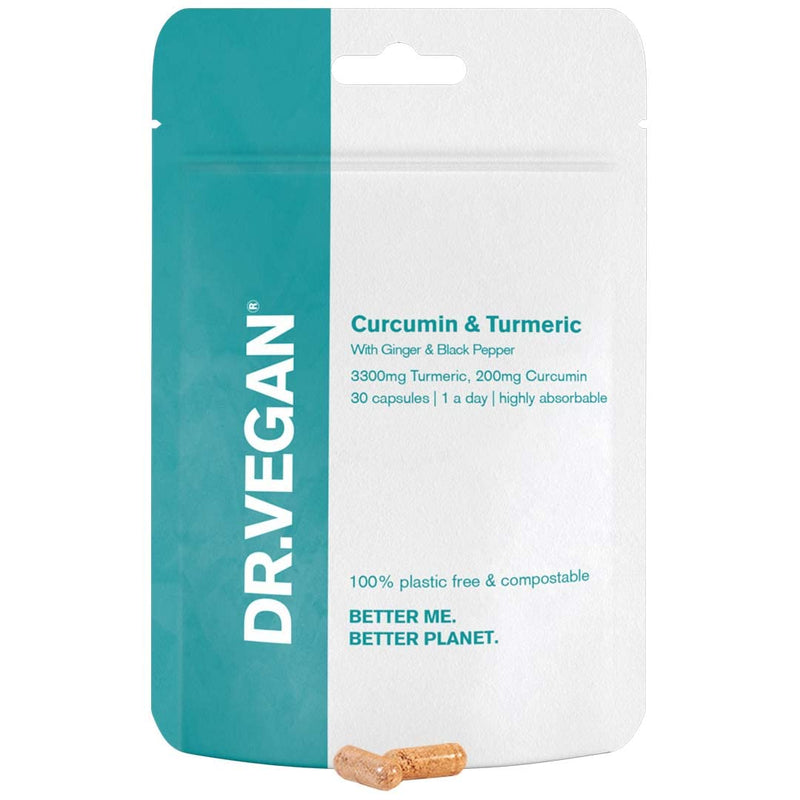 [Australia] - DR.VEGAN Organic Curcumin & Turmeric | High Strength, 30 Vegan-Friendly Capsules | Curcumin (200mg) & Turmeric (3300mg) with Ginger & Black Pepper | One-A-Day 
