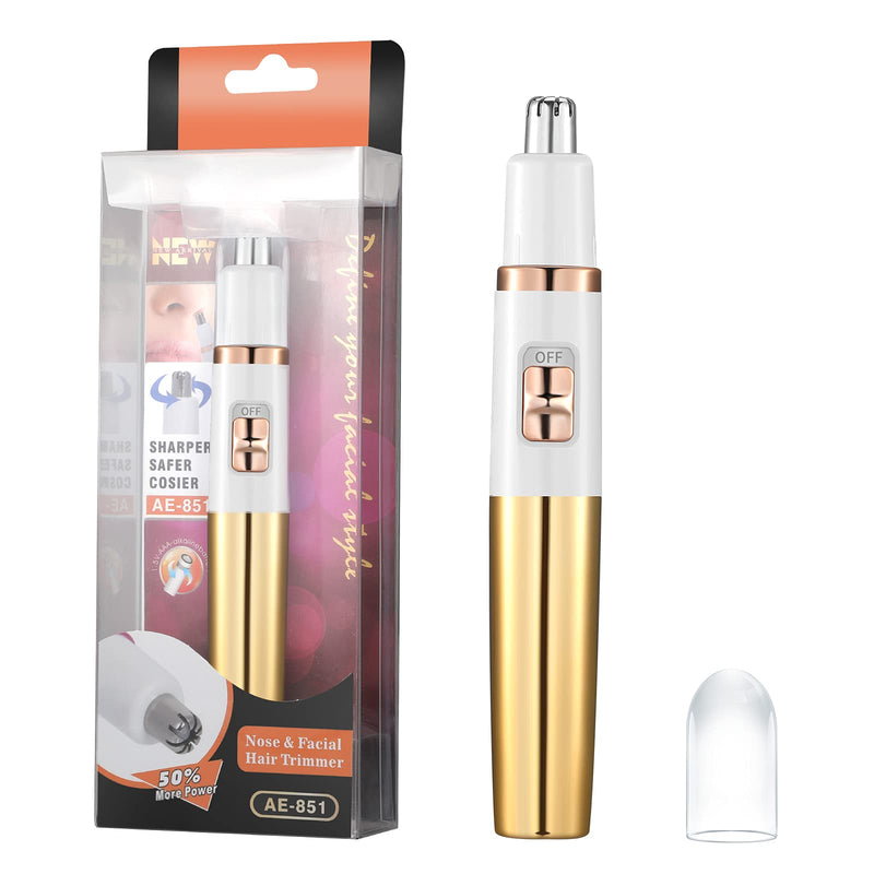 [Australia] - Ear and Nose Hair Trimmer for Women Nose Hair Clipper Professional Painless Nose Trimmer Ladies Eyebrow and Facial Hair Trimmer Battery-Operated,Waterproof Dual Edge Blades for Easy Cleansing Rose Gold 