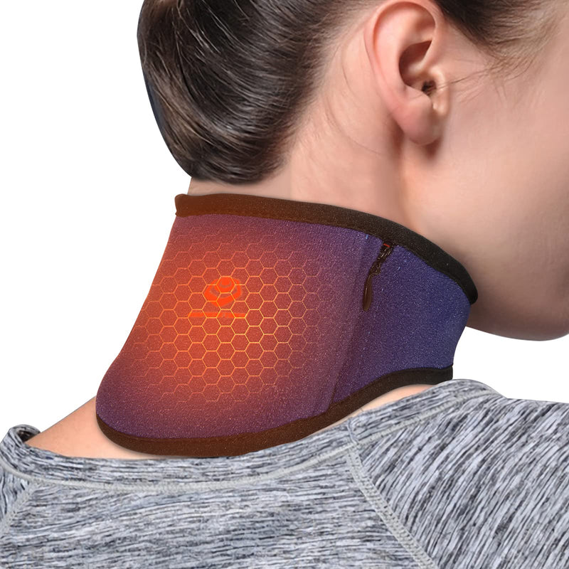 [Australia] - Neck Heat Pad - Neck Pain Relief by Far-Infrared Physical Therapy, Heated Neck Wrap with Adjustable Temperature and USB Cord, Perfect for Injured or Sore Neck，Blue 