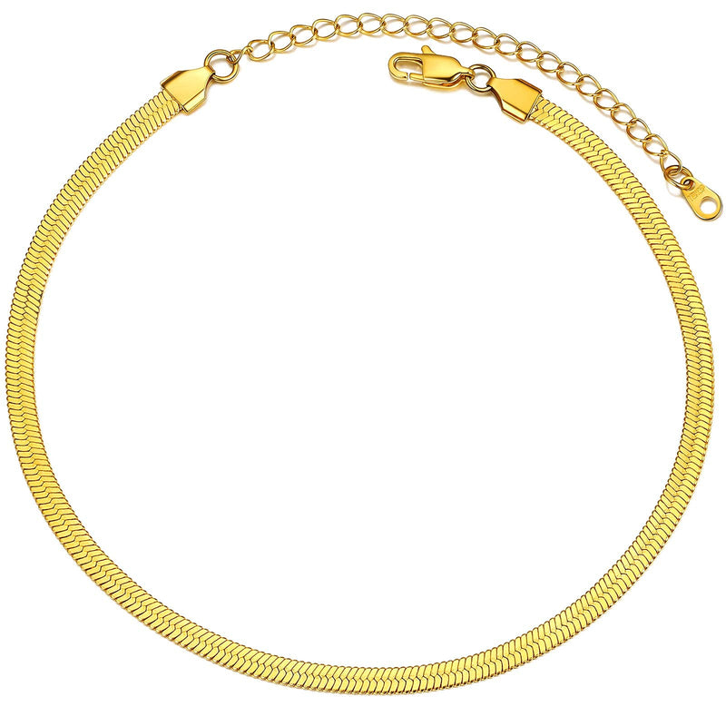 [Australia] - PROSTEEL Women Snake Chain Necklace Herringbone Choker, Adjustable, Stainless Steel/Gold Plated (Send Gift Box) 5mm-gold plated 