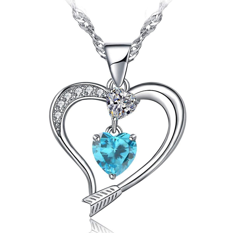 [Australia] - Love Heart Necklace 14k White Gold Plated Forever Love Heart Pendant Necklace Cubic Zirconia Jewellery Gift for Women Girl White Gold--03--Mar 