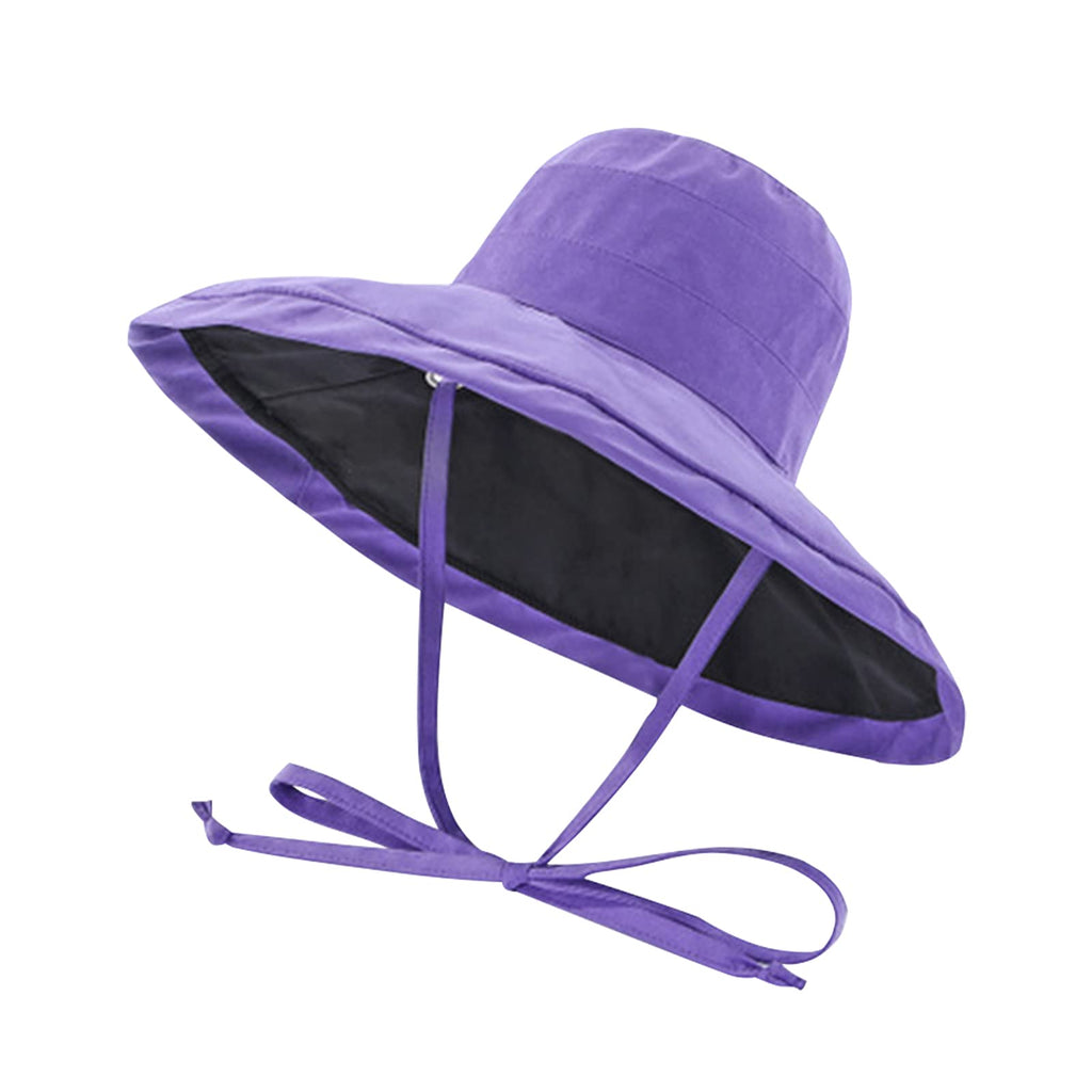 [Australia] - Womens Wide Brim Sun Hat Ladies Sun Hats UV Protection Hat UPF 50+ Summer Bucket Hat Sun Protection Hats Women Cotton Fishing Beach Hat Elegant Foldable Floppy Hat Breathable Sun Visor Cap for Women Purple 