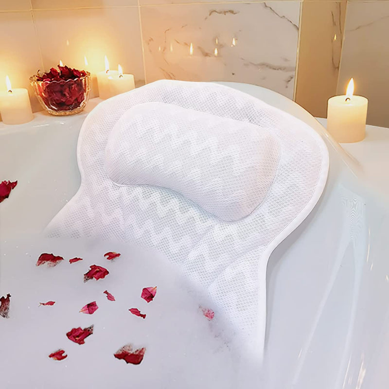 [Australia] - ADOV Bath Pillow, Non-Slip Comfortable Luxury Bathtub Pillow with 6 Suction Cups, Ergonomic 3D Air Mesh Headrest Cushion for Head, Shoulder, Neck and Back Support Relaxation Home Spa Hot Tub Jacuzzi 