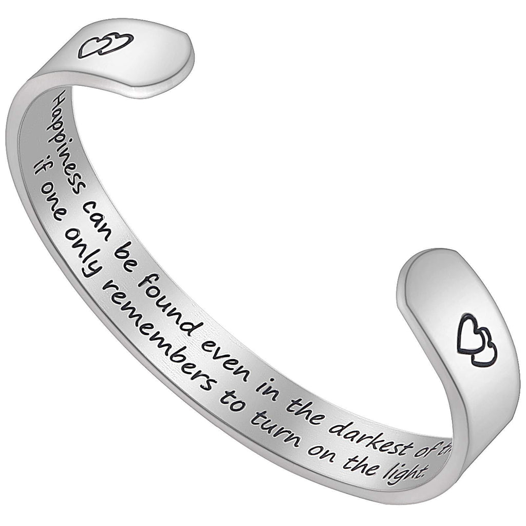 [Australia] - Gleamart Inspirational Friendship Bracelet for Women Stainless Steel Engraved Cuff Bangle for Best Friend Happiness 