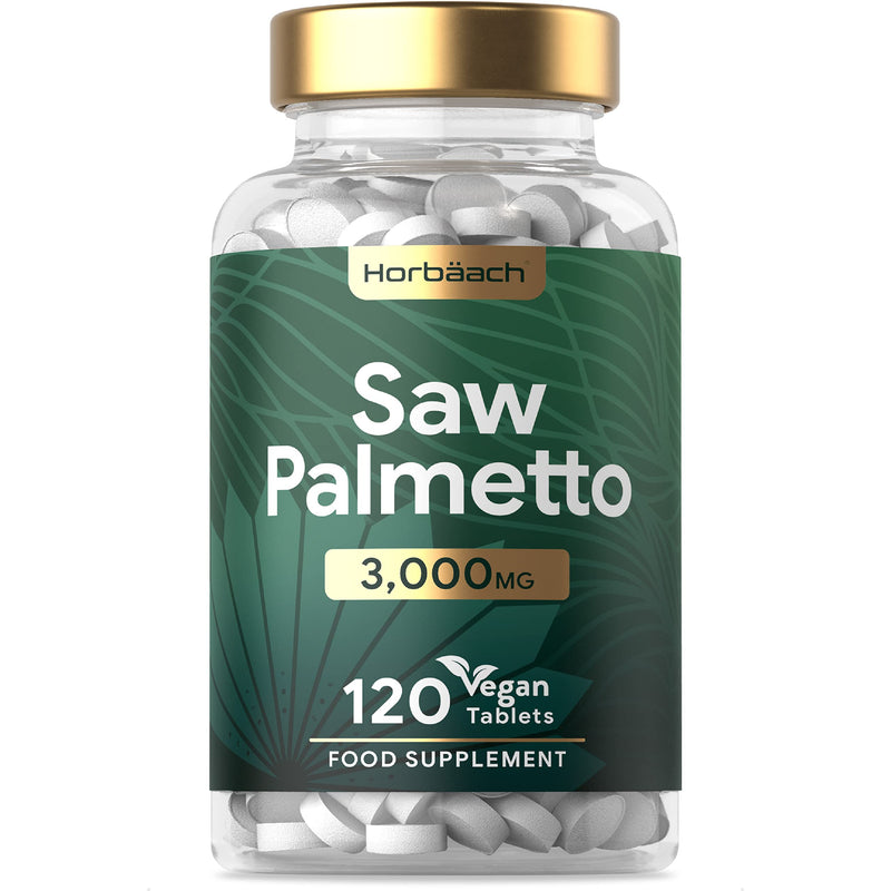 [Australia] - Saw Palmetto 3000mg | 120 Vegan Tablets | Saw Palmetto Berry Extract (20:1) | High Strength | One-A-Day Supplement for Men | No Artificial Preservatives | by Horbaach 