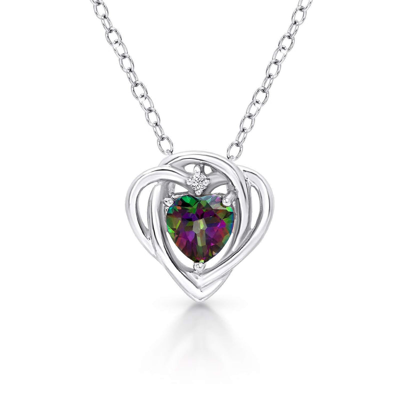 [Australia] - BLING BIJOUX Jewelry Genuine Mystic Topaz Gemstone Love Knot Infinity Heart Pendant Necklace Never Rust 925 Sterling Silver, Natural & Hypoallergenic For Women & Girls with Breathtaking Gift Box 