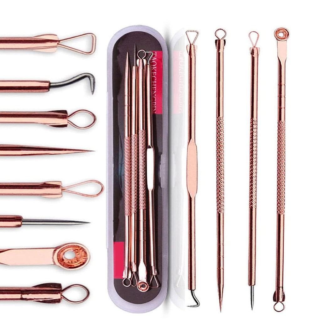 [Australia] - Blackhead Remover Tool Kit,4 Pieces Comedone Extractor Tool Blemish Whitehead Removal Acne Needle Pimple Spot Popper Stainless Steel (Gold) Gold 