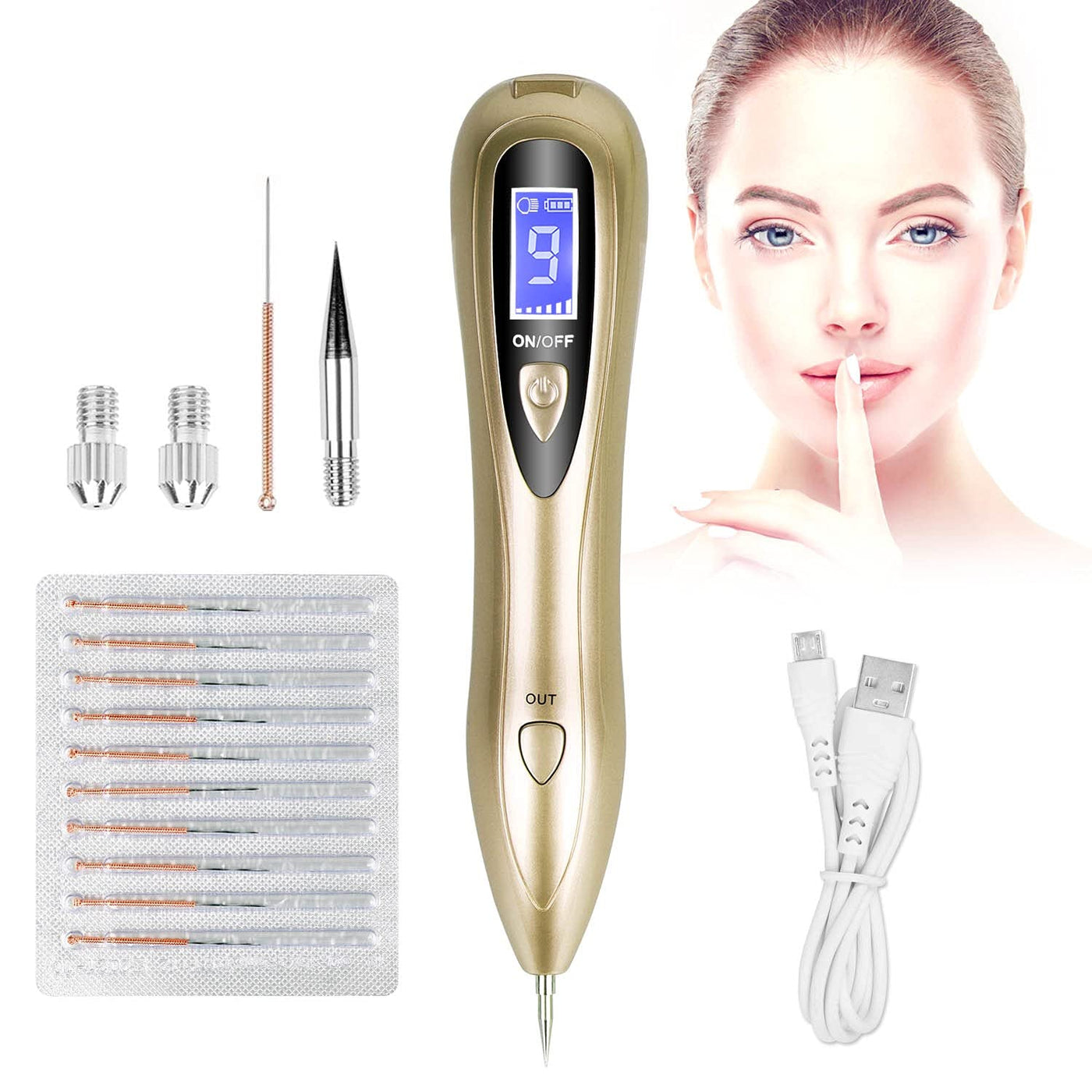 Skin Tag Remover Mole Removal Pen with LCD Screen, USB Rechargeable Skin  Tag Removal Tool Professional Beauty Kit for Body Facial Freckle Nevus  Warts Age Spot Tattoo Remover Beauty Skin (Red) 