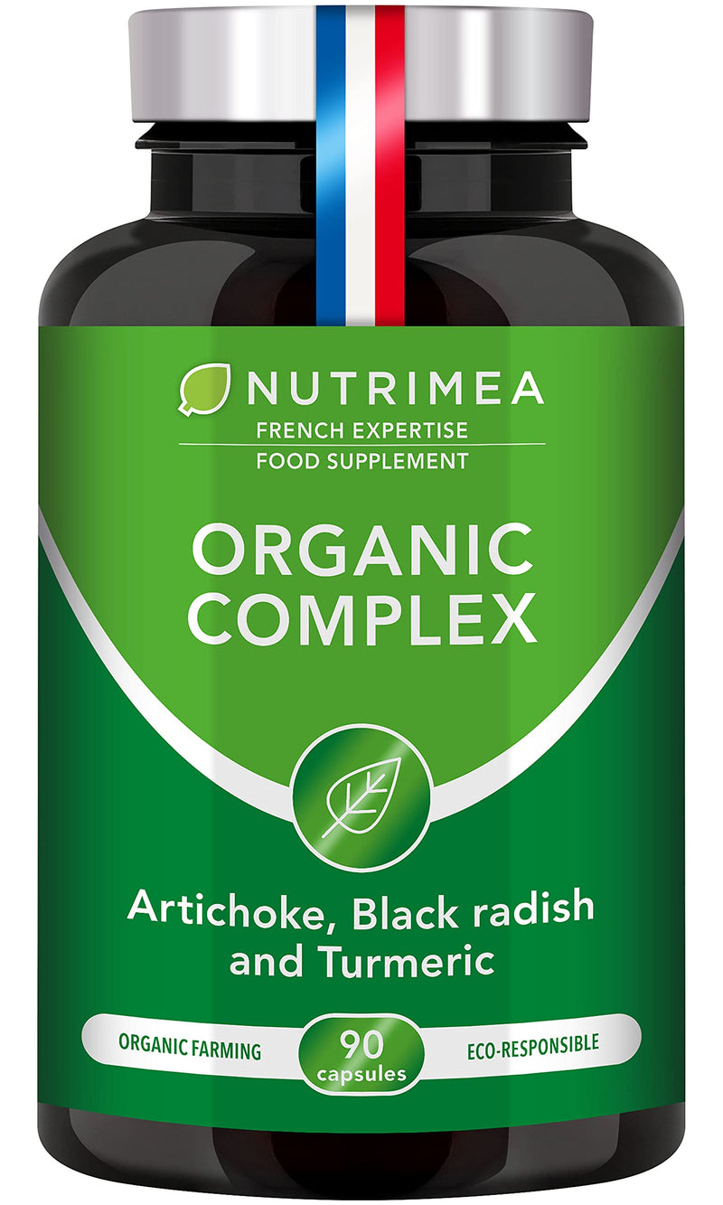 [Australia] - Organic Complex | Detox Supplement: Liver, Intestine & Colon | 100% Natural | Artichoke, Black Radish, Turmeric | Naturally Eliminates Toxins | High Dosage | 90 Vegetarian Capsules | French Expertise New 