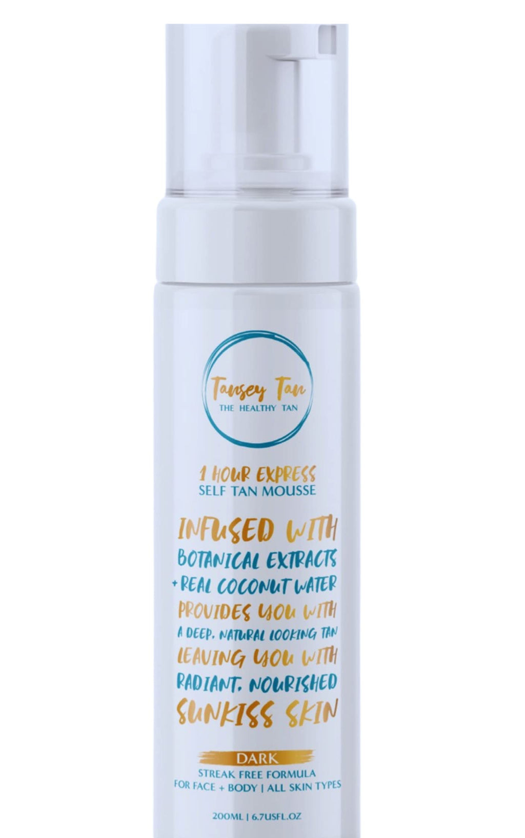 [Australia] - Tansey Self Tan Mousse Moisturiser with colour,Treatment Dark, Infused with Coconut Water, Antioxidants, Amino Acids, Vitamin E & C Fake Tan, No Orange tones, No nasty smell 