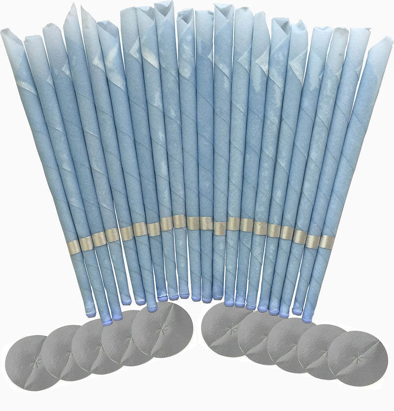 [Australia] - 20pcs Ear Candles, Ear Candle Set with Natural Organic Beeswax (drip Protection Tray 10pcs), Ear Candle kit, for Health Care of Blocked Ears (Blue) Blue 