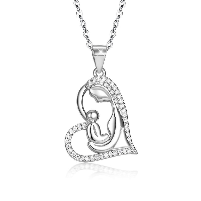 [Australia] - Gifts for Mum Mother Daughter Necklaces, S925 Sterling Silver Heart Necklace Love Pendant Necklace Birthday Jewellery Gifts for Mum Wife from Daughter Husband I Love You Mom Necklace 