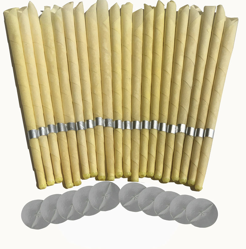 [Australia] - 20pcs Ear Candles, Ear Candle Set with Natural Organic Beeswax (drip Protection Tray 10pcs), Ear Candle kit, for Health Care of Blocked Ears (Yellow) Yellow 