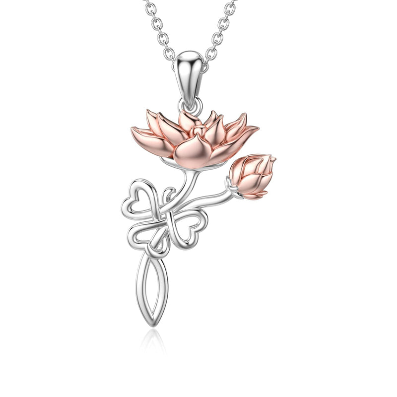 [Australia] - ROMANTICWORK Lotus Necklace 925 Sterling Silver Lotus Flower Pendant Necklace Jewellery Birthday Mothers Day Gifts for Women Girls Mum Daughter 