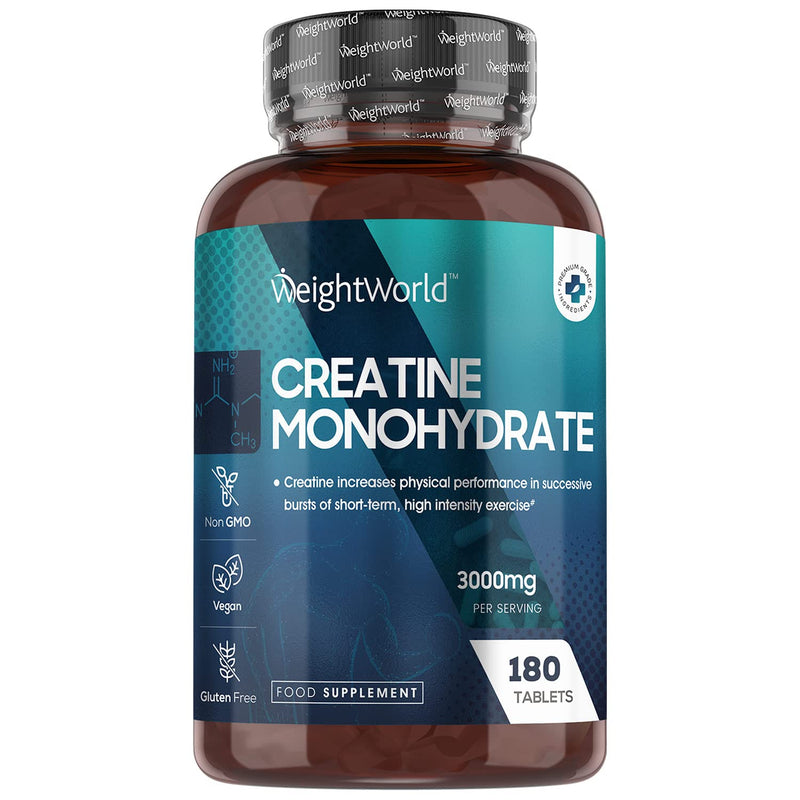 [Australia] - Creatine Monohydrate Tablets 3000mg - 180 Tablets - Gym Supplement for Men & Women - Creatine Monohydrate Powder Alternative - Vegan & Keto Unflavoured Energy Supplement for Workout 