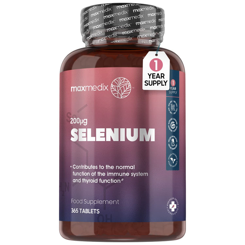 [Australia] - Selenium 200mcg - 365 Vegan Selenium Tablets (1 Year Supply) - L Selenomethionine - High Strength Selenium Supplements - Natural Hair, Skin & Nails Vitamins - Immune System & Thyroid Supplement 
