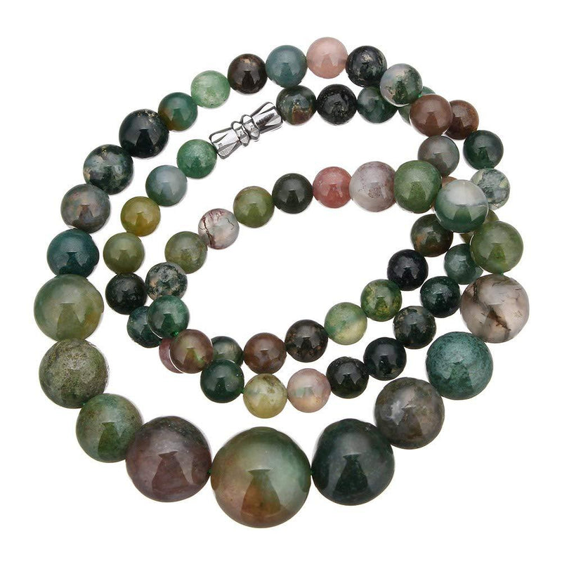 [Australia] - TreasureBay Handmade 6-14mm Natural Agate Gemstone Necklace For Women and Girls Idian agate 