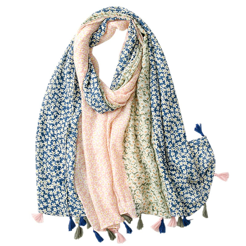 [Australia] - FAIRYGATE Scarf Women Floral Printed Fashion Fringed Wraps Elegant Shawl Ladies Scarves Lightweight 53005 70.8 x 33.5 Inch 