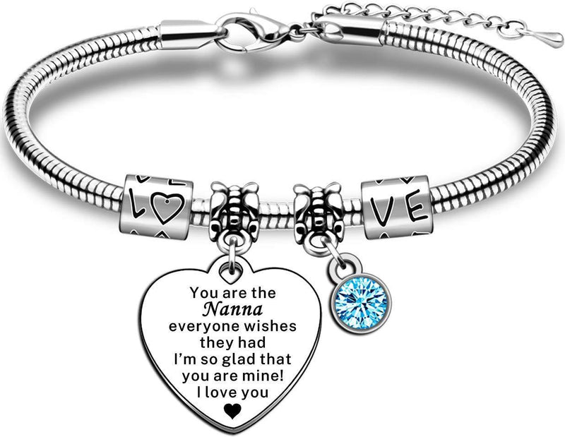 [Australia] - JMIMO Nanna Gifts Nanna Bracelet from Granddaughter Grandson Grandchildren Adjustable Charm Snake Bracelet Birthday Christmas Present 