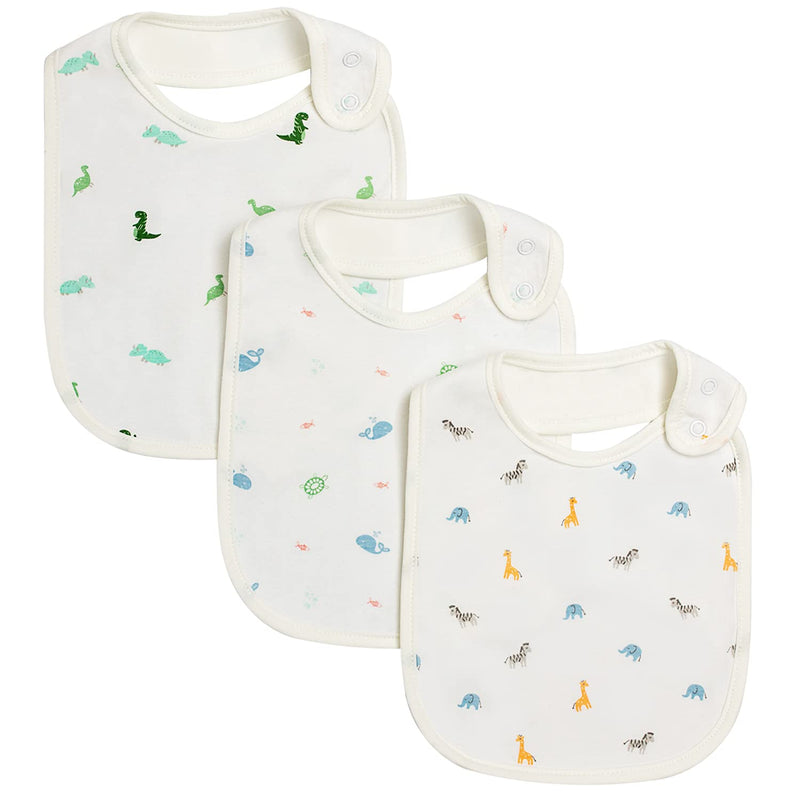 [Australia] - 3 Bamboo Baby Bibs | Plastic Backed Waterproof Bibs for Dribble, Feeding and Weaning | Soft, Absorbent Unisex Drool Bibs for Teething | Baby Essentials for Newborn | Baby Bibs 0-6 Months 