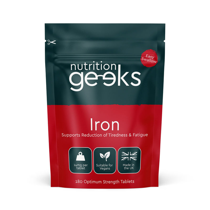 [Australia] - Iron Tablets High Strength 14mg - 180 Tablets, 6 Months Supply - Vegan Iron Supplements for Women and Men - Ferrous Fumarate Energy Tablets, Reduces Tiredness and Fatigue - UK Made Iron Vitamin Single 
