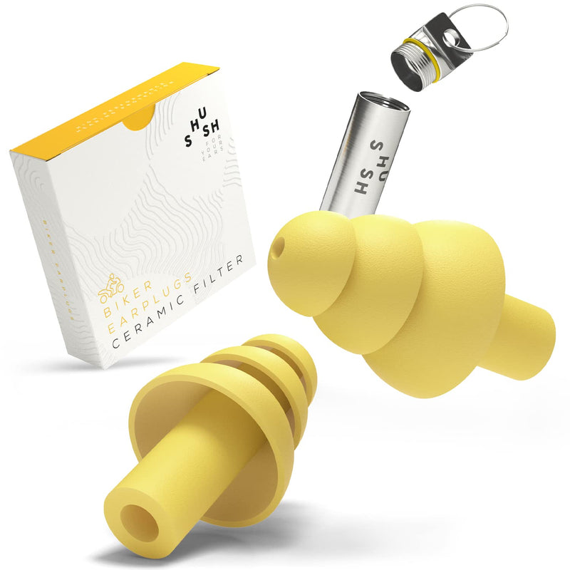 [Australia] - Motorcycle Ear Plugs - Shush Biker - Prevent Hearing Loss from Wind Noise - High Performance Hearing Protection with Ceramic Filter (SNR 24 dB) - Reusable 365x 