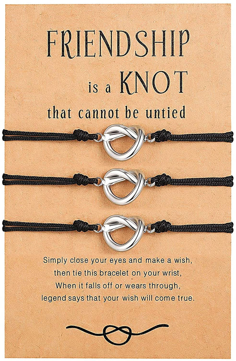 [Australia] - Wilacia Friendship Bracelets Best Friend Love Knot Bracelets for Women Girls Brademaid Wedding Gifts 3 Friends 