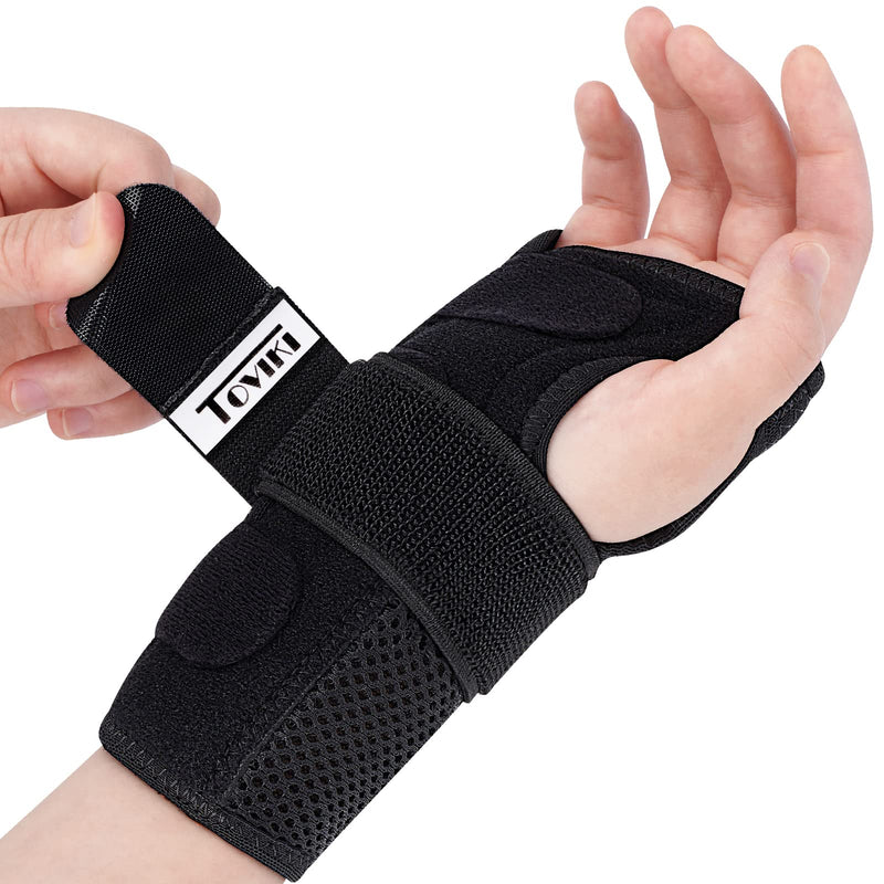 [Australia] - TOVIKI Wrist Support Brace Right Hand with 2 Metal Splints for Joint Pain Arthritis Carpal Tunnel Pain Tendonitis for Men and Women Black (Right) 