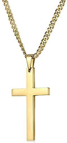 [Australia] - 24K Gold Chain Style Cross Pendant Necklace Solid Plated Clasp for Men,Women,Teens Thin for Charms Cuban Link Diamond Cut 