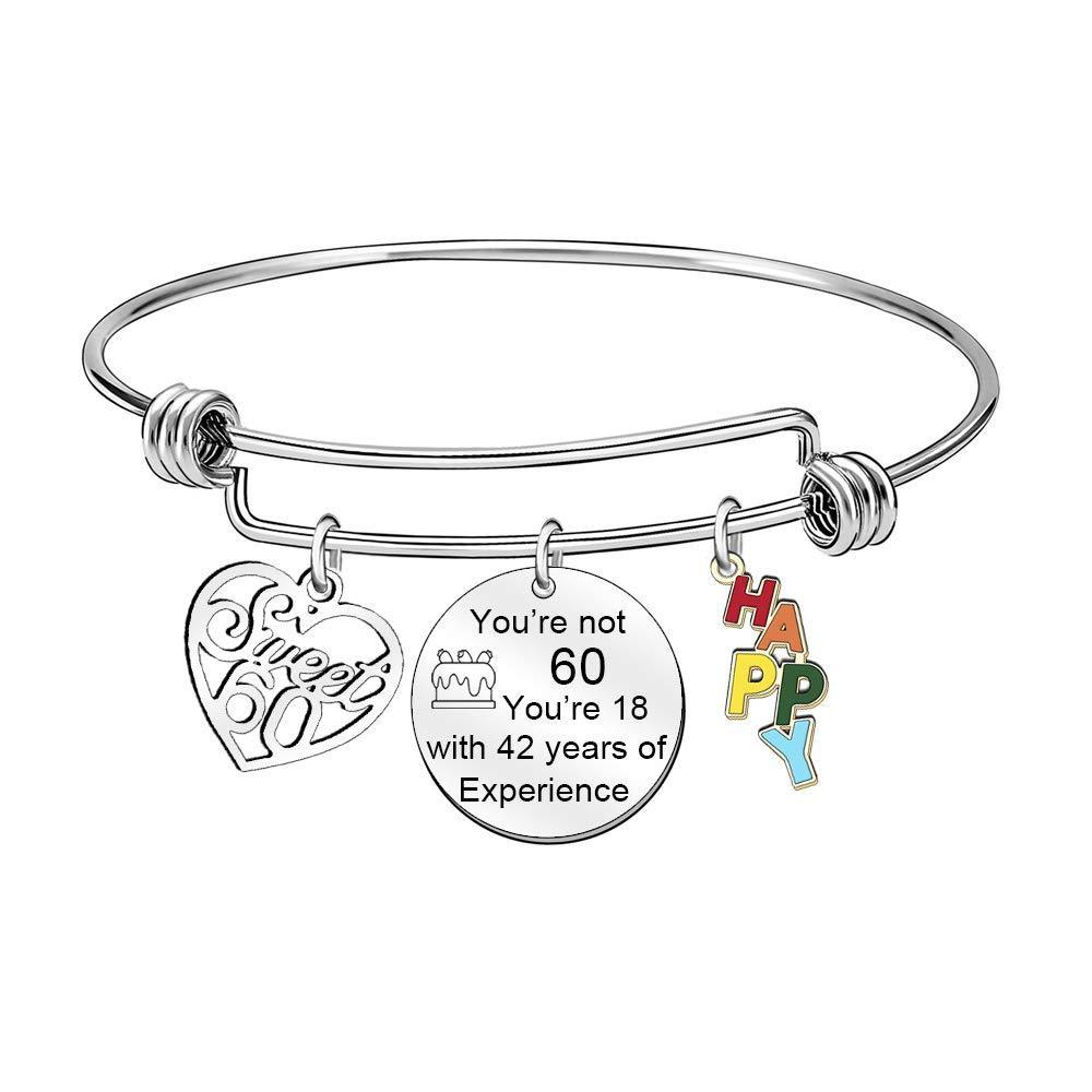 [Australia] - FGHJK Bracelet Gift,Birthday Present,Silver Bangle,13th 16th 18th 21st 30th 40th 50th 60th 70th Inspirational Birthday Bracelet Gifts,to Women Lady Girls Aunt Mum Daughter Niece Nanny 