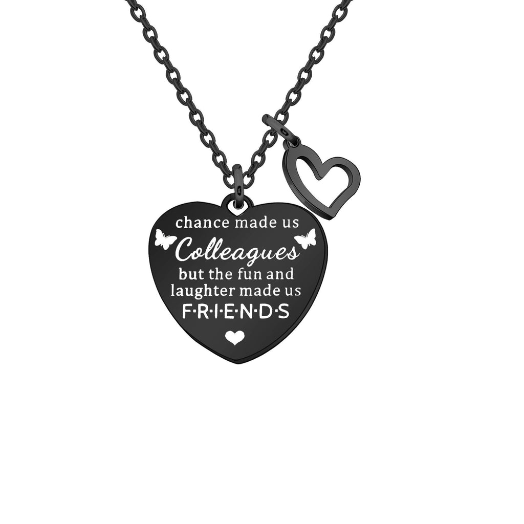 [Australia] - Tibond Colleague Necklace Leaving Friendship Gifts for Women Girls Heart Pendant Engraved Chance Made Us Colleagues But The Fun & Laughter We Share Made Us Friends 