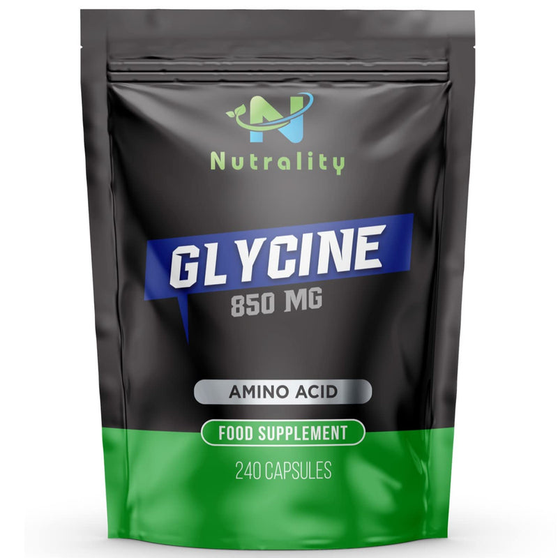 [Australia] - Nutrality Glycine Supplement, 850 mg per Serving, Amino Acid Neurotransmitter and Nervous System Support, Sleeping Aid, and Liver Detoxification, 240 Capsules 