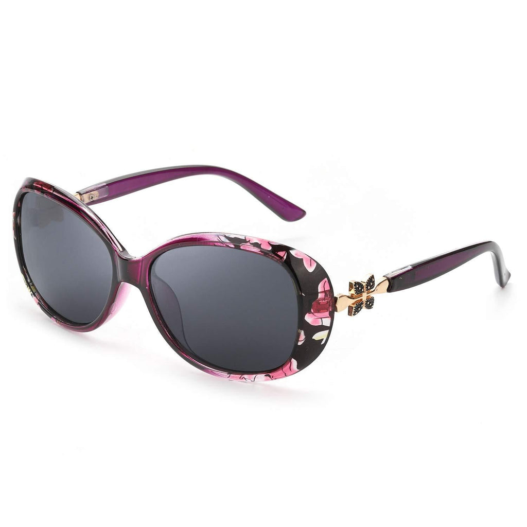 [Australia] - Myiaur Women's Polarized Sunglasses, Fashion Ladies Sunglasses for Driving/Fishing/Shopping, 100% UV Protection Purple Frame/Polarized Gray Lens 