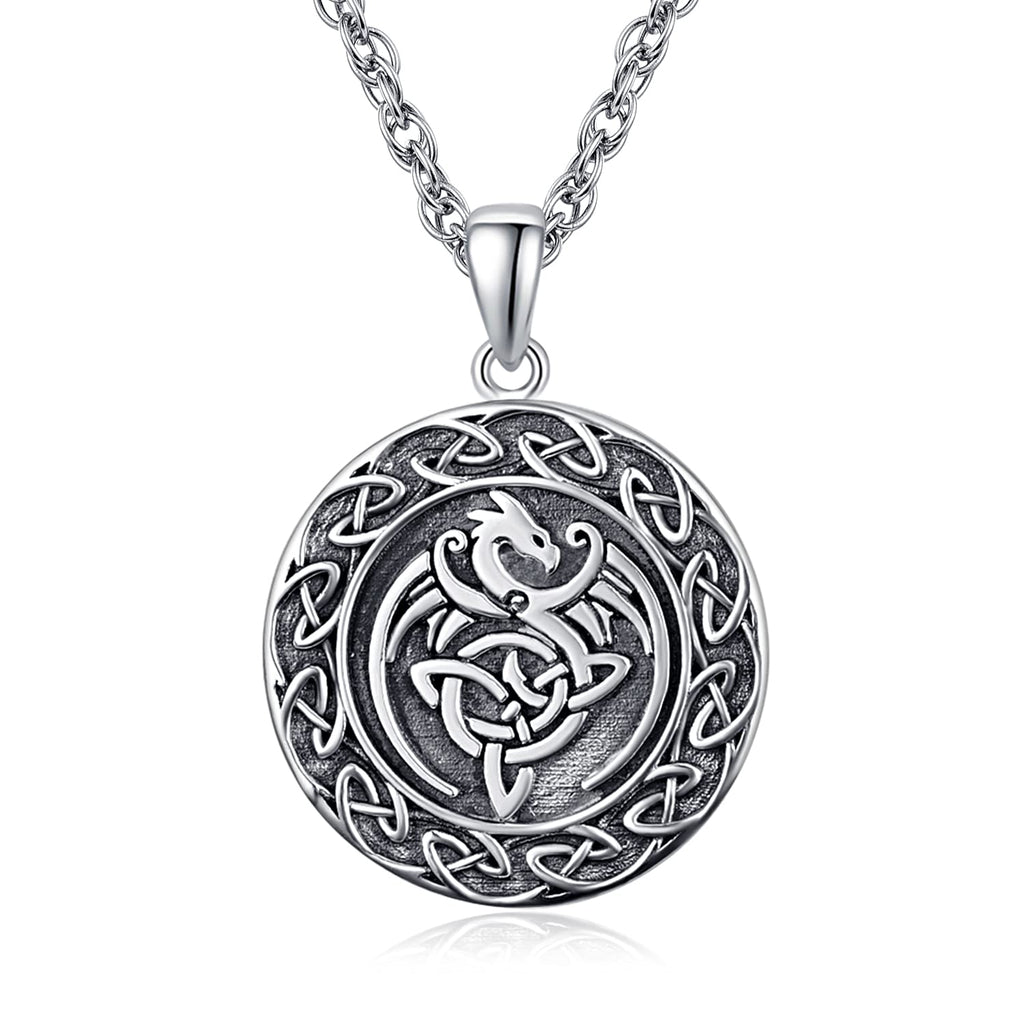 [Australia] - Dragon Necklace 925 Sterling Sliver Celtic Animal Necklace Dragon Gifts Celtic Jewellery Women Men … Dragon Necklace 