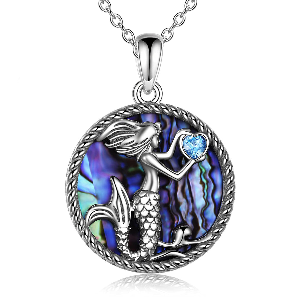 [Australia] - YFN Mermaid Necklace Sterling Silver Sea Mermaid Pendant Jewellery Mermaid Gifts for Women Girls 
