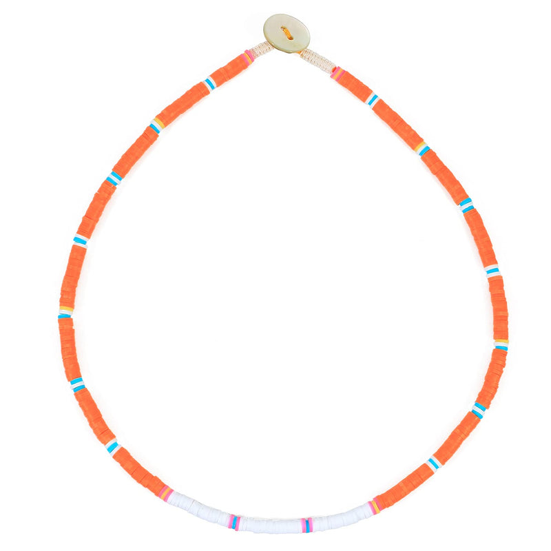 [Australia] - C·QUAN CHI Women Heishi Strand Necklace Beads Statement Necklace Colorful Charm Necklace Orange 01b 
