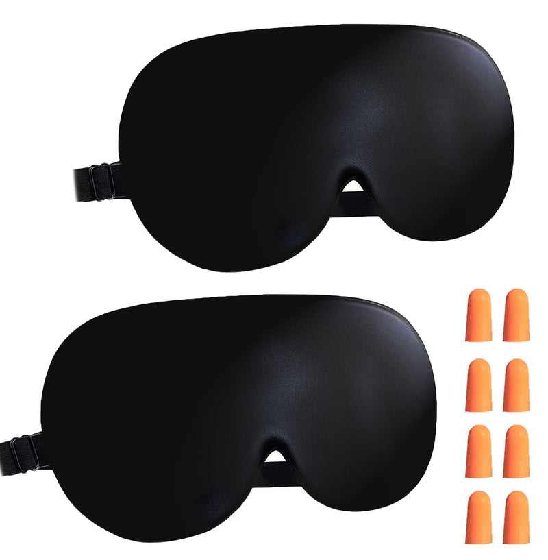 [Australia] - Silk Eye Mask, 2 Pack Natural Silk Sleep Mask with Adjustable Strap and Ear Plugs, Eye Sleep Shade Cover, Blocks Light Sleeping Eye Mask for Women Men 