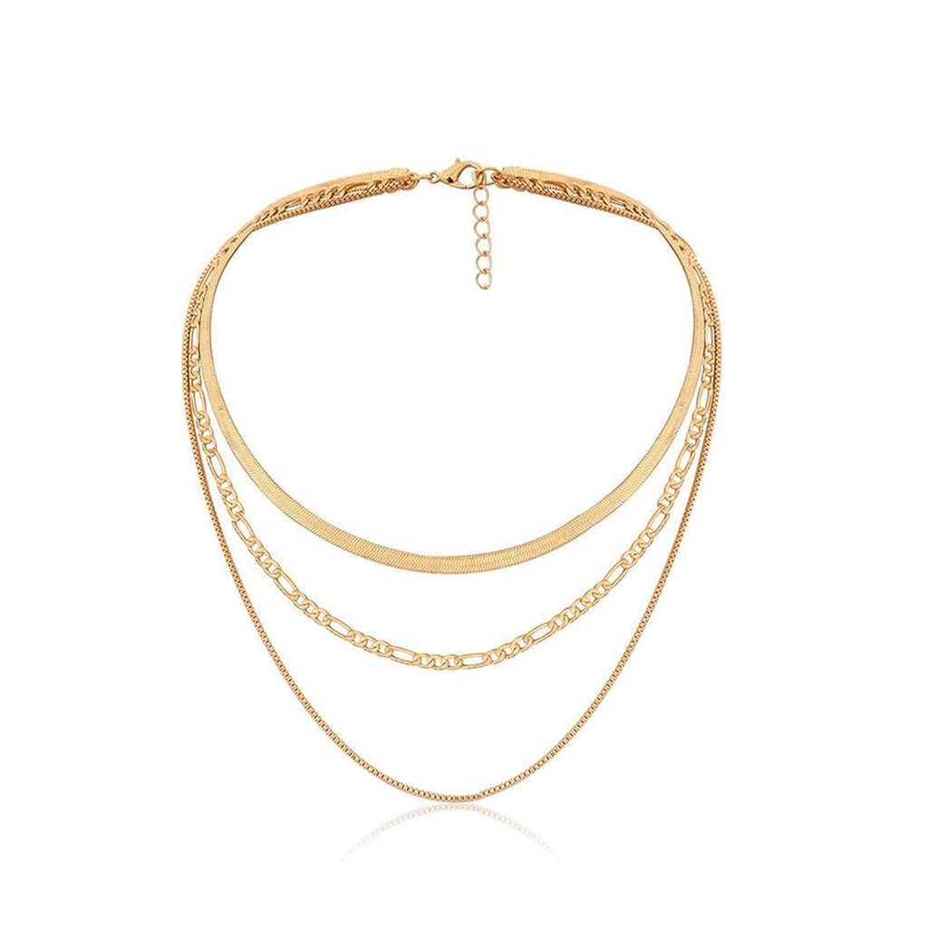 [Australia] - TseenYi Punk Snake Chain Necklace Gold Layered Necklaces Choker Vintage Flat Necklaces Jewelry for Women and Girls 