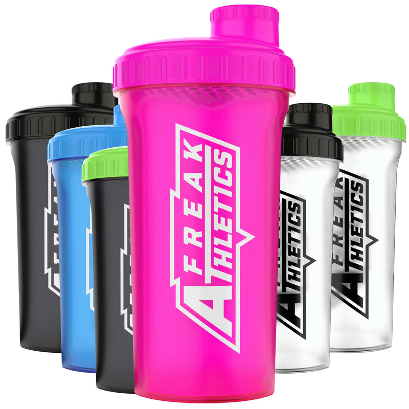 [Australia] - Protein Shaker Bottle 700ml Premium BPA Free shaker Bottle by Freak Athletics (Pink Transparent / Pink Lid) Pink Transparent / Pink Lid 