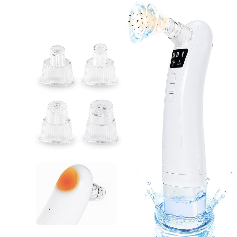 [Australia] - Boobeen Blackhead Remover Vacuum - Electric Pore Cleaner with Hot Compress - USB Rechargeable Pore Extractor Blackhead with 3 Modes and 4 Probes - Blackhead Remover Tools for Women and Men WH1 