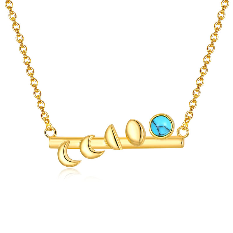 [Australia] - Moon Necklace Jewellery Sterling Silver Gold Plated Crescent Moon Pendant Necklace with Turquoise Birthstone Jewelry for Women Girls 